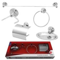 Kit 05 Pçs acessórios para banheiro Leão Kit 05 Pçs acessórios para banheiro Leão