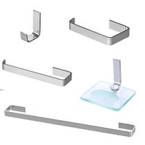 Kit 05 Peças Para Banheiro Semi Luxo Cromado Quadrado