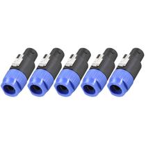 Kit 05 Plugs Conector Speakon Speaker 4 Polos Macho Linha