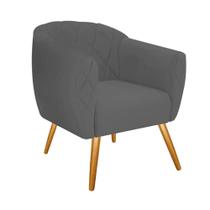 Kit 05 Poltrona Cadeira Decorativa Ludi Pés Palito Sala de Estar Recepção Escritório Suede Cinza - KDAcanto Móveis