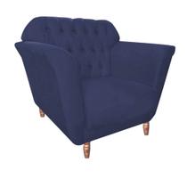 Kit 05 Poltrona Cadeira Decorativa Ster com Capitone Sala de Estar Recepção Escritório Suede Azul Marinho - KDAcanto Móveis