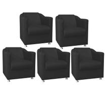 Kit 05 Poltrona Cadeira Decorativa Tilla Para Sala de Estar Recepção Escritório Corinho Preto - Damaffê Móveis