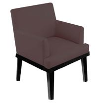 Kit 05 Poltrona Cadeira Decorativa Vitória Pés Madeira Sala de EstarEstar Recepção Escritório Tecido Sintético Marrom - KDAcanto Móveis