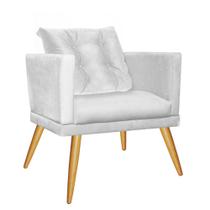 Kit 05 Poltrona Cadeira Lucia Confort Com almofada Sala Recepção Escritório Pé Carvalho material sintético Branco - KDAcanto Móveis