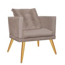 Kit 05 Poltrona Cadeira Lucia Confort Com almofada Sala Recepção Escritório Pé Rústico material sintético Bege - KDAcanto Móveis Kit 05 Poltrona Cadeira Lucia Confort Com almofada Sala Recepção Escritório Pé Rústico material sintético Bege - KDAcanto Móveis