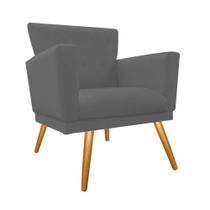 Kit 05 Poltrona Cadeira Mind Decorativa Recepção Sala De Estar Tecido Sintético Cinza - KDAcanto Móveis