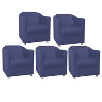 Kit 05 Poltrona Cadeira Tilla Decorativa Recepção Sala De Estar Suede Azul Marinho - DAMAFFÊ MÓVEIS Kit 05 Poltrona Cadeira Tilla Decorativa Recepção Sala De Estar Suede Azul Marinho - DAMAFFÊ MÓVEIS