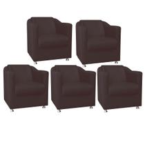 Kit 05 Poltrona Cadeira Tilla Decorativa Recepção Sala De Estar Suede Marrom - DAMAFFÊ MÓVEIS Kit 05 Poltrona Cadeira Tilla Decorativa Recepção Sala De Estar Suede Marrom - DAMAFFÊ MÓVEIS