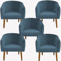 kit 05 Poltrona Julia Decoração Salão Cadeira Escritório Recepção Estar Amamentação Suede Azul Tiffany - D'Classe Decor