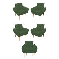 Kit 05 Poltrona Opala Sofá Sala, Quarto, Escritório Suede Cor:verde
