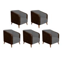 Kit 05 Poltrona Silmara Compose material sintético Nozes Decorativa Pés Madeira 2 Lugares Sala de Estar Recepção Escritório Consultório material sintético Cinza - Damaffê M Kit 05 Poltrona Silmara Compose material sintético Nozes Decorativa Pés Madeira 2 Lugares Sala de Estar Recepção Escritório Consultório material sintético Cinza - Damaffê M