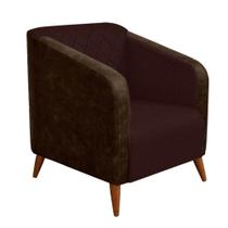 Kit 05 Poltrona Silmara Compose Tecido Sintético Nozes Decorativa Pés Madeira 2 Lugares Sala de Estar Recepção Escritório Consultório Tecido Sintéti