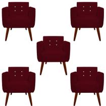 kit 05 Poltronas Decorativa Duda C/Strass Suede Marsala - D'Classe Decor