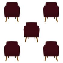 Kit 05 Poltronas Decorativa Laura Pés Palito Suede Marsala - D'Classe Decor