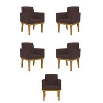 Kit 05 Poltronas Decorativa Nina Reforçada Suede Marrom Balaqui Decor Kit 05 Poltronas Decorativa Nina Reforçada Suede Marrom Balaqui Decor