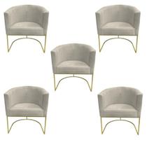 Kit 05 Poltronas Paola Base de Ferro Sued Bege - D'Classe Decor