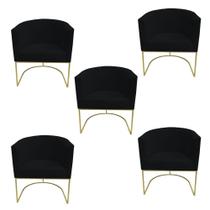 Kit 05 Poltronas Paola Base de Ferro Sued Preto - D'Classe Decor Kit 05 Poltronas Paola Base de Ferro Sued Preto - D'Classe Decor