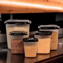 Kit 05 Porta Mantimentos Potes Com Tampa 5 Peças Organização e Armazenamento de Alimentos e Produtos