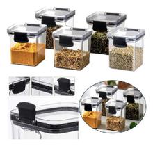 Kit 05 Porta Tempero Pote Hermético 260ml Cozinha Empilhável