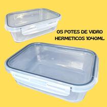 Kit 05 Potes de Vidro Hermetico para Alimentos com Tampa Plástica Marmita Fit Treino Comida Grande Casa Cozinha Multiuso