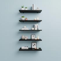 Kit 05 Prateleiras 30cm MDF Preto Decoração Nicho Sala Quarto Banheiro Cozinha Kit 05 Prateleiras 30cm MDF Preto Decoração Nicho Sala Quarto Banheiro Cozinha