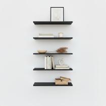 Kit 05 Prateleiras MDF 50x15 Preto Decoração Sala Banheiro Cozinha