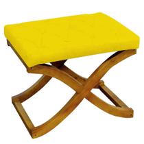 Kit 05 Puff Neo decorativo Pés em Madeira Sala de Estar Recepção Escritório Suede Amarelo - KDAcanto Móveis