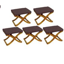 Kit 05 Puff Neo decorativo Pés em Madeira Sala de Estar Recepção Escritório Suede Marrom - KDAcanto Móveis Kit 05 Puff Neo decorativo Pés em Madeira Sala de Estar Recepção Escritório Suede Marrom - KDAcanto Móveis