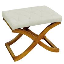 Kit 05 Puff Neo decorativo Pés em Madeira Sala de Estar Recepção Escritório Tecido Sintético Bege - KDAcanto Móveis Kit 05 Puff Neo decorativo Pés em Madeira Sala de Estar Recepção Escritório Tecido Sintético Bege - KDAcanto Móveis