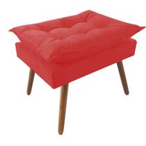 Kit 05 Puff Opala decorativo Pés em Madeira Sala de Estar Recepção Consultório material sintético Vermelho - KDAcanto Móveis