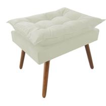 Kit 05 Puff Opala decorativo Pés em Madeira Sala de Estar Recepção Escritório Suede Bege - KDAcanto Móveis