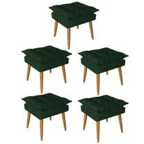 Kit 05 Puff Puf Banqueta Opala Para Quarto Sala Recepção Suede Verde - Ninho Decor