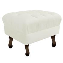 Kit 05 Puff Retrô Capitonê Decorativo Pé em Madeira Sala de Estar Recepção Escritório material sintético Bege - KDAcanto Móveis