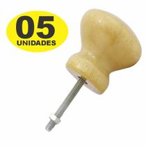 Kit 05 Puxador Armário Guarda Roupa Gaveta Madeira Marfim Kit 05 Puxador Armário Guarda Roupa Gaveta Madeira Marfim