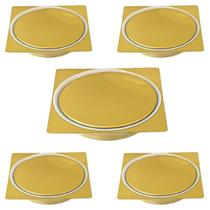 Kit 05 Ralo Click Banheiro Inox Quadrado 10x10 Dourado Kit 05 Ralo Click Banheiro Inox Quadrado 10x10 Dourado