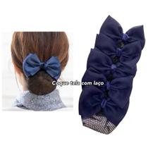 Kit 05 Redinha Laço Azul Coque Cabelo Preso Profissional Feminino Uniforme