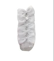 Kit 05 Redinha Laço Branco Coque Cabelo Preso Profissional Feminino