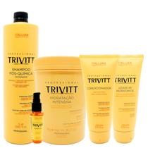 Kit 05 Salão Trivitt Shampoo Masc. Cond. Leavein e Power Oil