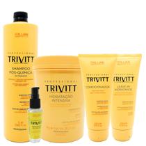 Kit 05 Salão Trivitt Shampoo Masc. Cond. Leavein e Reparador