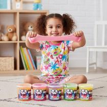 Kit 05 Slimes Gelástica Colorido Mega Elástica Lavável Não Gruda Pote 130G Geleia Original Glitter Atóxico