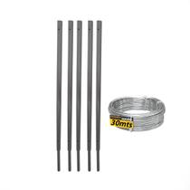 Kit 05 suporte haste concertina 30cm chumbar p/15 metros