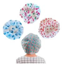 Kit 05 Toucas de Banho Fashion Plástica Impermeável Resistente Estampados Sortidos Feminina