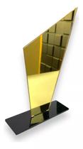 Kit 05 Troféu Acrilico Dourado 2mm 10x18cm C/base Preta Kit 05 Troféu Acrilico Dourado 2mm 10x18cm C/base Preta