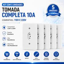 Kit 05 Un Tomada Simples 10A Completa 110V-220V Bivolt Kit 05 Un Tomada Simples 10A Completa 110V-220V Bivolt