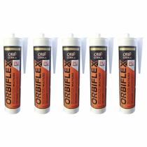 Kit 05 Und Silicone Adesivo Selante Pu 40 Preto 380g ORBI