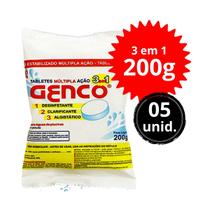 kit 05 unid cloro Pastilha para piscina Genco 3 EM 1 Multiação 200g kit 05 unid cloro Pastilha para piscina Genco 3 EM 1 Multiação 200g