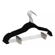 Kit 05 Unidades Cabide Slim Veludo Preto com 10 presilhas Kit 05 Unidades Cabide Slim Veludo Preto com 10 presilhas