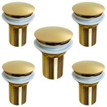 KIT 05 Válvula Ralo Click 1.1/4 Metal P/ Pia e Cuba Dourada