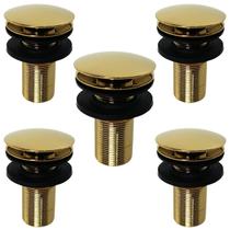 Kit 05 Válvula Ralo Click Luxo 7/8 Metal P/ Pia e Cuba Dourada Kit 05 Válvula Ralo Click Luxo 7/8 Metal P/ Pia e Cuba Dourada