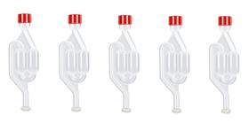 Kit 05 Válvulas Airlock Tipo S com Anel Vedante Air Lock Para Fermentação Cerveja Kombucha Vinho